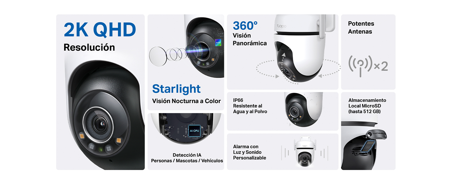 Tapo C520WS - Cámara inteligente Wi-Fi de Vigilancia 360º 2K QHD