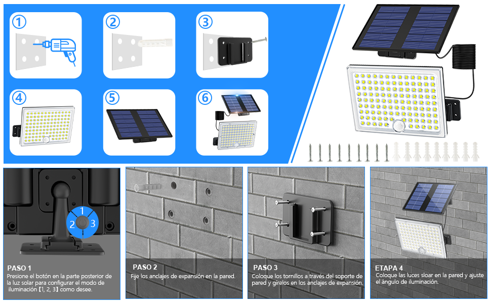 Lampara solar exterior con sensor de movimiento