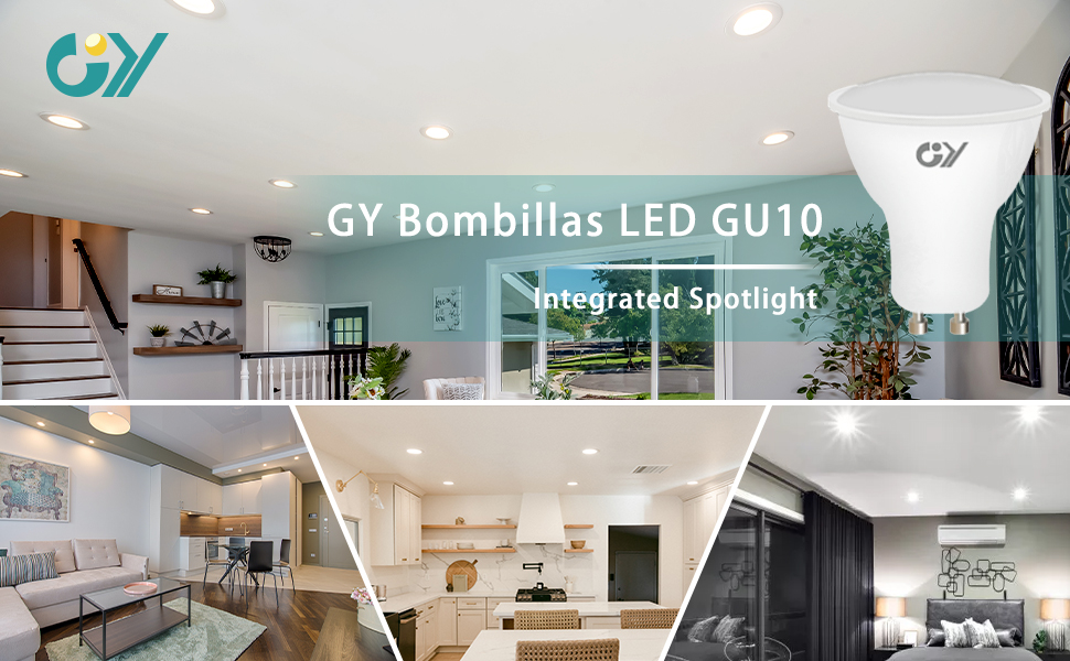 GY GU10 proporciona iluminación uniforme y suave para la Sala de estar, dormitorio y cocina