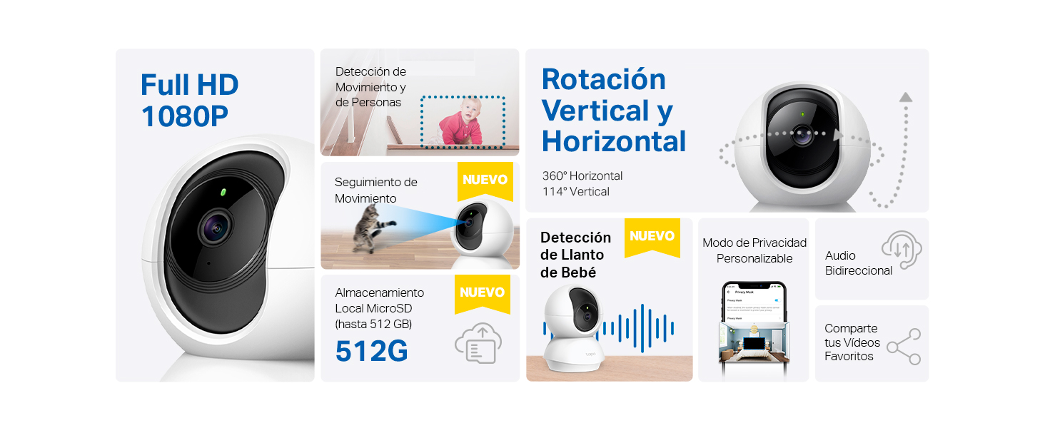 Tapo C200 - Cámara de Vigilancia Wi-Fi Inteligente 360º